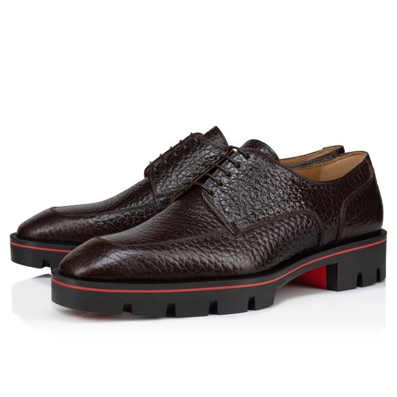 Christian Louboutin Mens Davisol Flat Brown Lug Sole Derby Oxford Loafer 42 9
